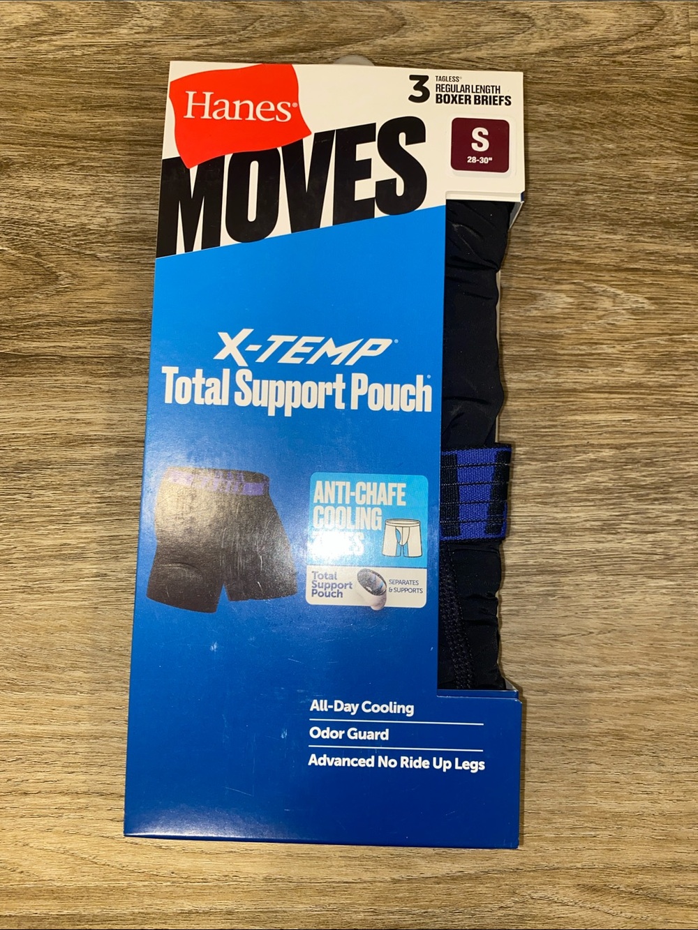 Hanes Moves X-Temp Total Support Pouch Boxer Briefs - Black with Blue Accents